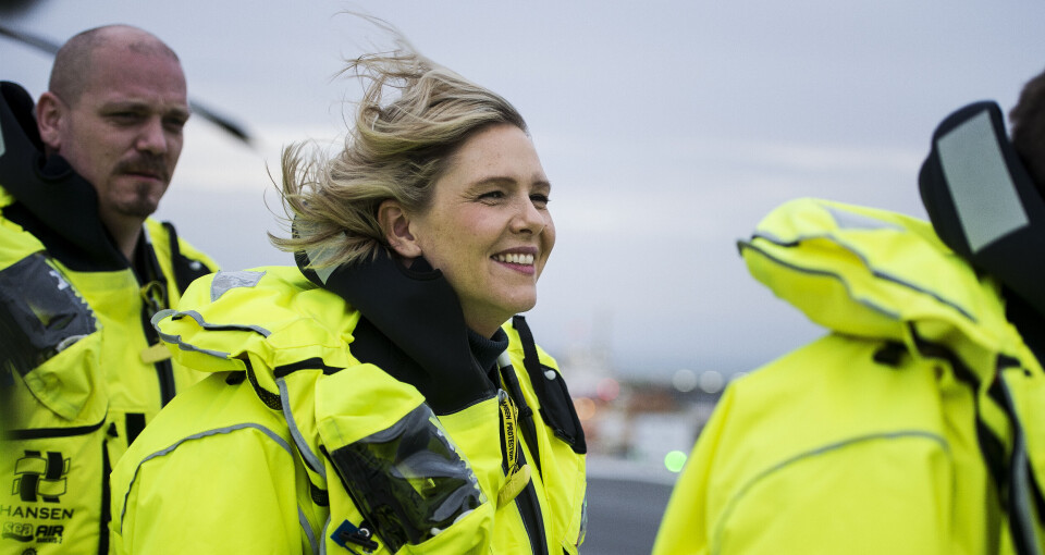 Sylvi Listhaug ankommer Johan Sverdrup for å merkere åpningen av Johan Sverdrupfeltet i Nordsjøen.