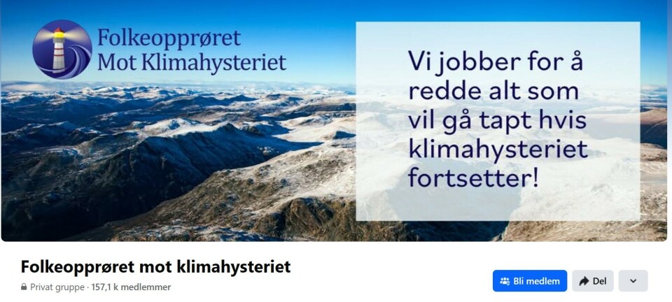 Folkeopprøret mot klimahysteriet: 157.100 medlemmer. Folkeopprøret mot klimahysteriet: 157.100 medlemmer.