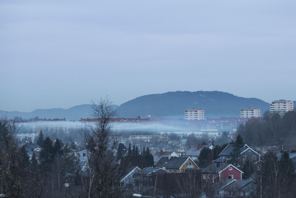 Luftforurensing over Ryen- og Manglerud-området øst i Oslo. Bildet er tatt i 2016. Luftforurensing over Ryen- og Manglerud-området øst i Oslo. Bildet er tatt i 2016.