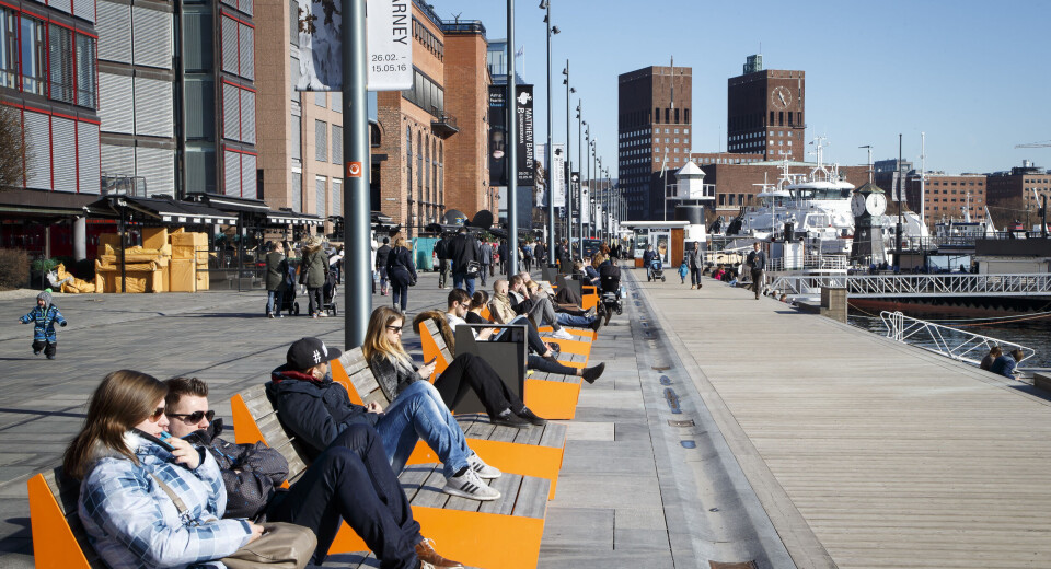 Vårstemning på Aker Brygge. (Illustrasjonsfoto)